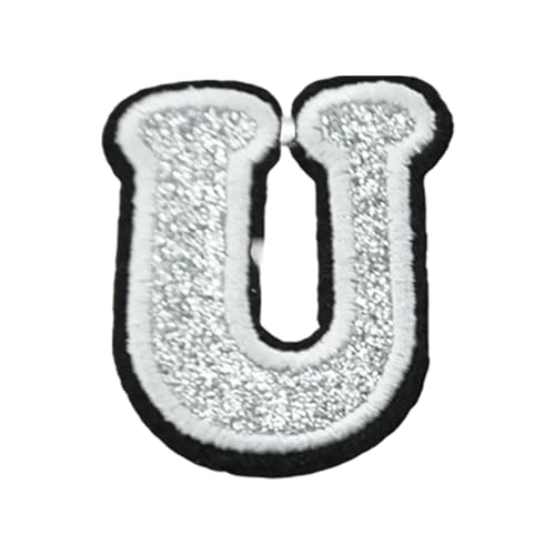 WedDecor Aufbügler mit Buchstaben "U", Großbuchstaben, Glitzer, Alphabet, Buchstaben, Stickerei, Aufnäher, Applikation, dekoratives Bastelzubehör für Kleidung, Jeans, Hüte, Jacken und DIY-Mode, von WedDecor