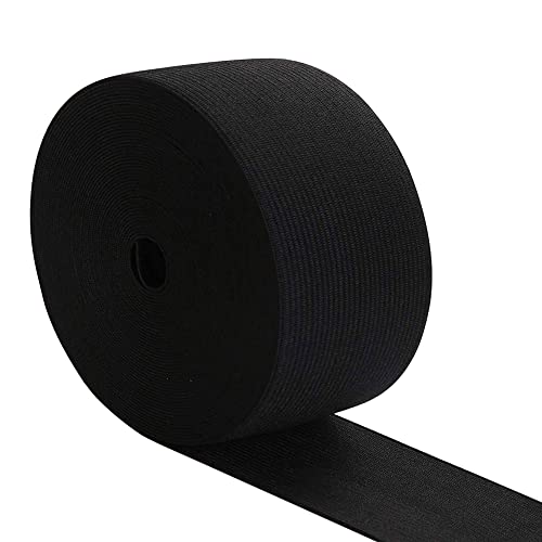 WedDecor Flaches elastisches Band, schweres Stretch-Gummiband zum Nähen, Bastelzubehör, Gurtband, Kleidung, Stoff, Schneidern, 75 mm breit, 2 m lang, Schwarz von WedDecor