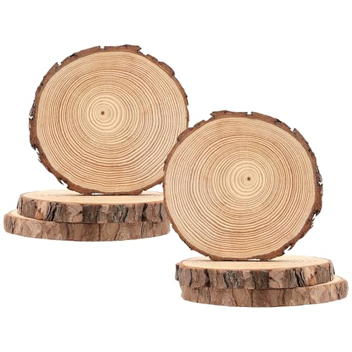 WedDecor Holzscheibe, 16–17 cm, 5 mm dicke Holzscheiben ohne Löcher, unlackierte natürliche Holzscheiben zum Basteln, Holzkreise mit Rinde für Hochzeitsdekorationen, Weihnachtsschmuck, 2 Stück von WedDecor