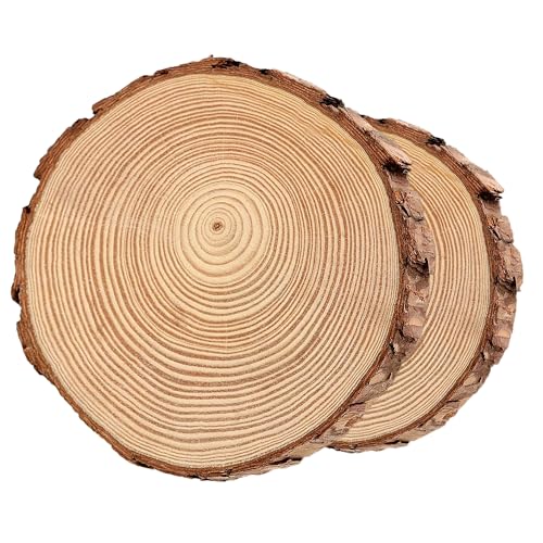 WedDecor Holzscheibe, 6–8 cm, 5 mm dicke Holzscheiben ohne Löcher, unlackierte natürliche Holzscheiben zum Basteln, Holzkreise mit Rinde für Hochzeitsdekorationen, Weihnachtsschmuck, 1 Stück von WedDecor