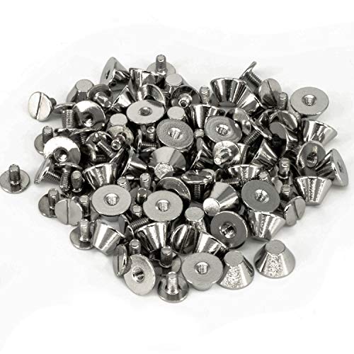 WedDecor Messing Eimer Pilz Kegel Schrauben Rückseite Flach Nieten für Lederhandwerk Beutel Schuhe Punk Spike Kleidung Deko DIY Projekte,15mm,Silber,100pcs von WedDecor