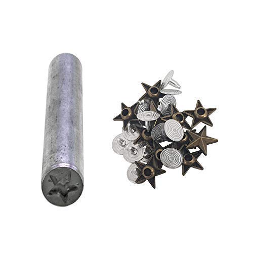 WedDecor Messing Star Nieten Leder Punk Nieten mit Base Nadeln für Dekoration Bekleidung, Punk Gothic Mode Zubehör, Verzierung DIY Projekte - Bronze Nieten mit Hand-Werkzeug - 11mm, 11mm von WedDecor