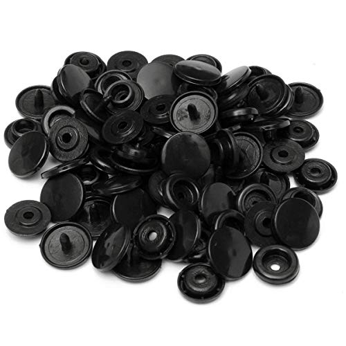 WedDecor Nahtfreies Kam Snaps Plastik Knöpfe Schließung Snaps Verbindungen für Bekleidung Kinder Kleidung Lätzchen Windeln Wolle Stoffe, Schwarz, 12mm, 100pcs - Schwarz, T3 Size - 16 von WedDecor