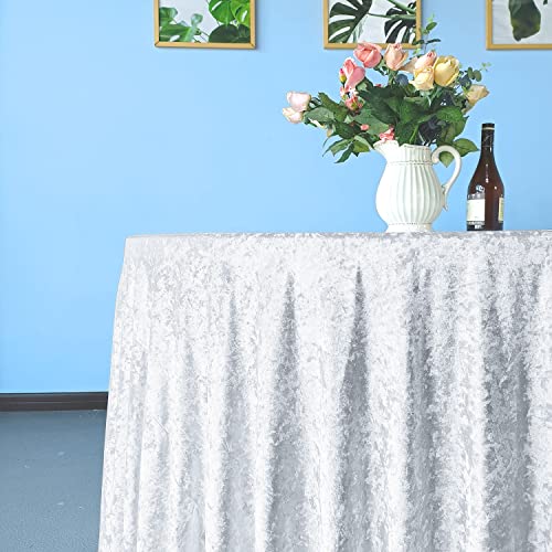 WedDecor Premium Pannesamt-Tischdecke, 228,6 x 228,6 cm, weiß, rund, glitzernd, weicher Stoff, Tischdecke für Küche, Hochzeit, Bankett und besondere Anlässe, Party, Tischdekoration, 1 Stück WedDecor Premium Pannesamt-Tischdecke, 228,6 x 228,6 cm, weiß, rund, glitzernd, weicher Stoff, Tischdecke für Küche, Hochzeit, Bankett und besondere Anlässe, Party, Tischdekoration, 1 Stück von WedDecor