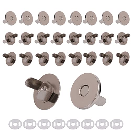 Weddecor 20pcs 14mm Silber Magnetic Snaps Purse Doppel Rivet Verschlüsse mit 2 Metallrücken Unterlegscheiben Runde Fasteners umklammert Bolzen-Knopf für Handwerk, Handtasche, Tasche und Kleidung von WedDecor