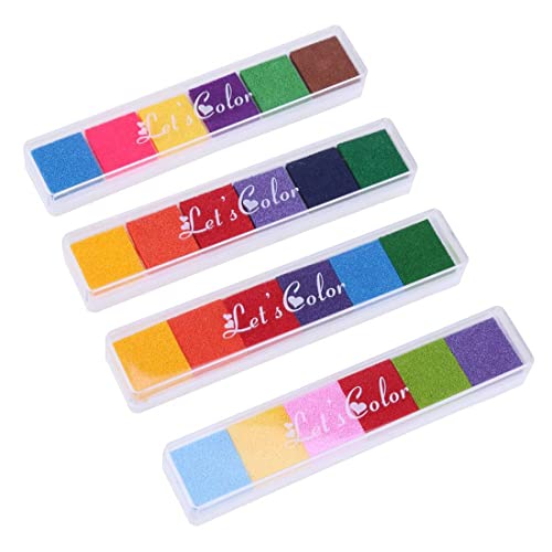 4 Stück Lomofila 24 Farben Stempelkissen-Set - Finger-Rainbow-Tintenkissen Für Gummistempel, Diy Scrapbooking Und Karten-Dekoration (4 Packungen) von WeddHuis