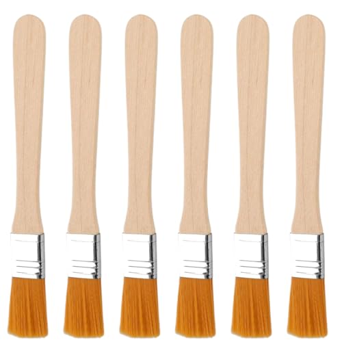 6pcs Kleine Pinsel, Holzgriff Fensterpinsel, für Kunst Malerei Zubehör, Malerei DIY, flache Kopf Pinsel, Pinsel, Pinsel, kleine Pinsel, kleine Pinsel-Sets, Pinsel, flache Kopf Borste Pinsel 14cm lang von WeddHuis