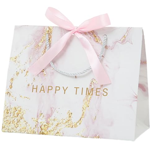 WeddHuis 1 Stück Geschenktüten 25x20x12cm Geschenktasche Geschenktüte mit Henkel und Schleifenbändern Papiertüten Partytüten Geschenk Tüten für Geburtstag Hochzeit Neujahr von WeddHuis