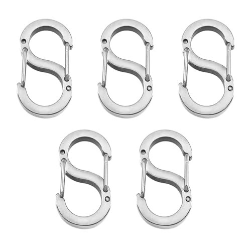 WeddHuis 5 Stück Doppelöffnungs-Verkürzer-Verschluss, Halsketten-Verschluss, Verschlüsse, Edelstahl-S-Lock-Armband-Verbindungsstück, Halsketten-Clip von WeddHuis