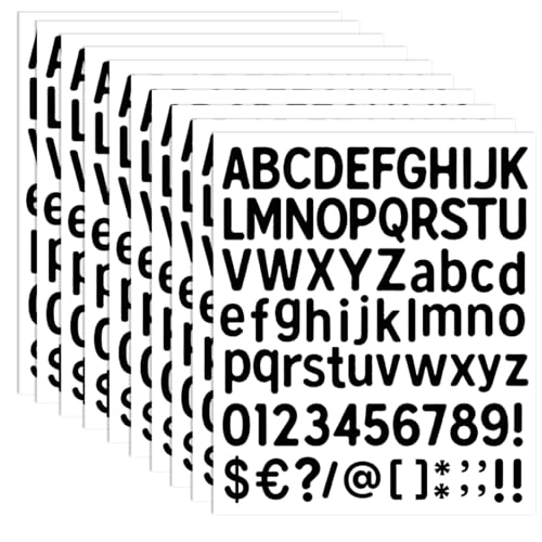 WeddHuis Buchstaben Aufkleber Selbstklebend Schwarz Klebebuchstaben 10 Blatt Selbstklebende Buchstaben Nummern Sticker zum Aufkleben 1 Zoll von WeddHuis