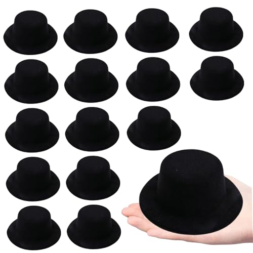 16pcs Mini Top Hut süße Schwarze Puppenhut -Haarzubehör Weihnachten DIY Snowman Hats für Handwerksweiche Top -Hut für Dollhouse Weihnachtskunsthandwerkspartyzubehör von Weddflower