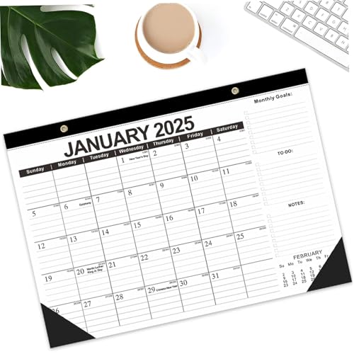 Schreibtischkalender 2025-2026 17x12 Zoll Jan. 2025-Juni 2026 Kalender 2025-2026 mit Eckschutz, Schneidlinie und Löchern 2025 Schreibtischkalender für Büroschreibtisch von Weddflower