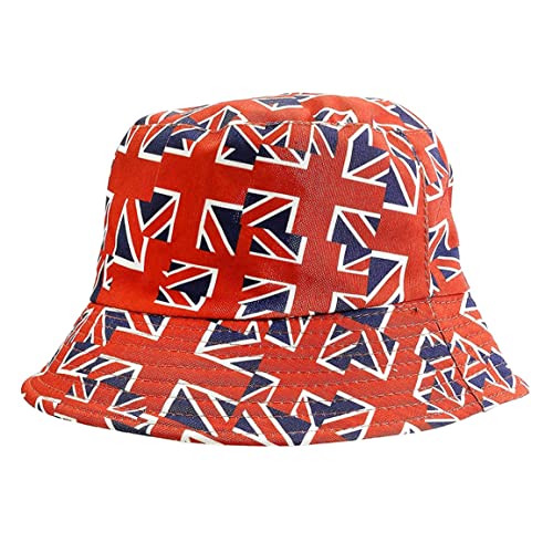 Union Jack Wende-Eimerhut FüR MäNner Und Frauen King Charles Coronation Britischer Hut Union Jack UK-Flaggenmuster Unisex-Eimerhut FüR Charles Coronation Party Stil B von Weddflower