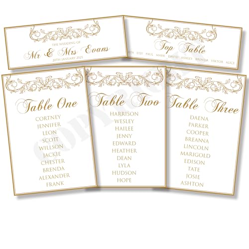 Personalisierbare Hochzeitszeremonie, Tischplan-Dekoration, Luxuskarten, A5 von Wedding Cards