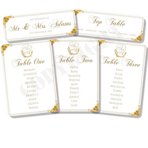 Personalisierbarer Hochzeitsplan, abgerundete Kanten, Dekorationskarten, A5 von Wedding Cards