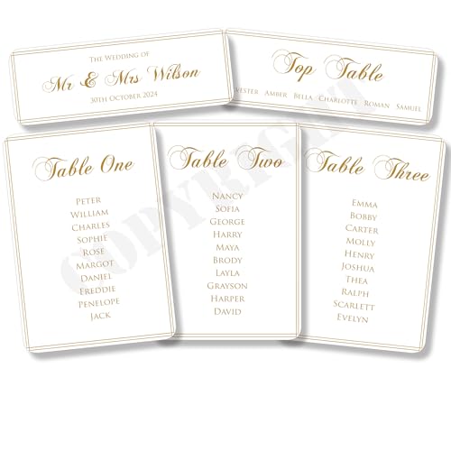 Personalisierbarer Hochzeitstischplan mit abgerundeten Kanten, A5 von Wedding Cards