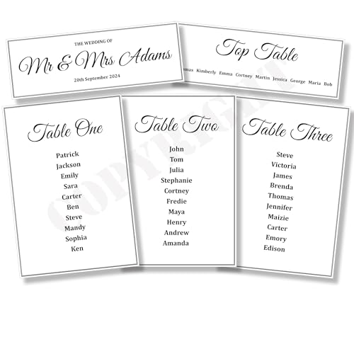 Personalisierte Hochzeitszeremonie Tischplan Seatin Dekoration Karten A5 von Wedding Cards