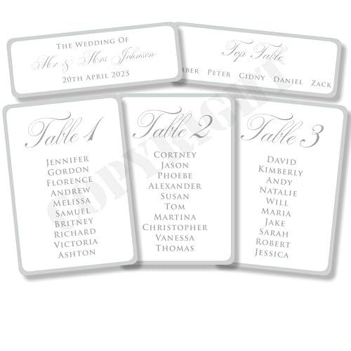 Personalisierter Hochzeitstischplan Platzplatzdekoration Rahmen Farbkarten (1 Postkarte) A5 von Wedding Cards