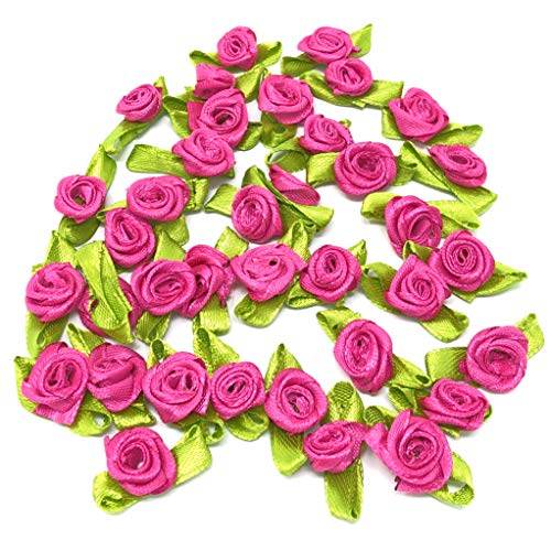 Mini-Rosen, Satinband, 15 mm, Fuchsia, 25 Stück von Wedding Touches