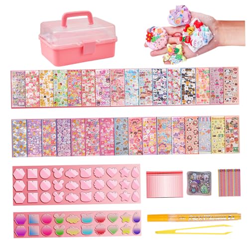 Goo Kartenaufkleber Set 247 PCs DIY 3D Malerei Aufkleber Keychain Scrapbook Kit mit Speicherbox Aufkleber Kunst und Handwerksgeschenk für Kinder von Wedhapy