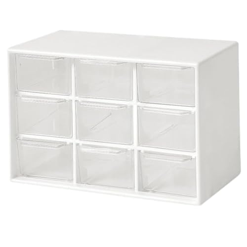 Kunststoffschubladenlager 9 Schubladen Speicherorganisator, 7x4.7x4 Aufbewahrungsbox mit klaren Schubladen, Kleine Perlen Organisator Box Handwerksorganisatoren und Speicher für Office Desktop Org von Wedhapy