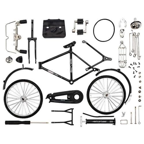 Wedhapy DIY Fahrradmodell Maßstab 51 STK. 1:10 Simulation Retro Legierung Mini Fahrradmodell Iron Art Mini Fahrrad mit Inflator und Aktentasche Tischdekoration Miniatur Fahrrad von Wedhapy