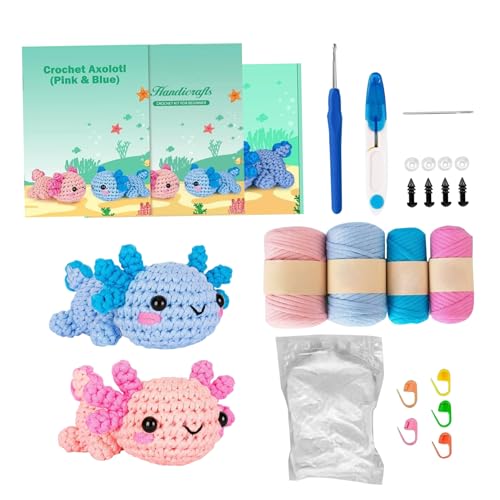 Wedhapy Häkeln Anfängerkit DIY Häkelhäkchen Tierkit für Garn Augen Füllung Häkelhaken Häkelstarter Kit mit Schritt für Schritt Video Tutorials für Erwachsene Kinder Häkelstarter Kit Adult Craft Kit von Wedhapy