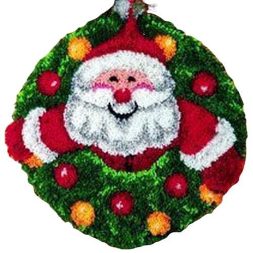 Latch Hook Teppich -Kits für Erwachsene, 20x20 Zoll Santa Claus Latch Hook Teppich Kit, DIY Cross Unfertiges Latch Hook Kit für Weihnachts Heimteppichdekor, Latch Hook Kit von Weduspaty