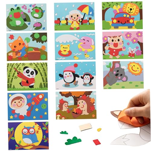 Machen Sie Ihre eigenen Aufkleber, Aufkleberblätter für Kinder, 12 Blätter DIY -Aufkleber -Blätter für Kinder abnehmbare 3D Eva Foam Puffy Sticker Niedliche Landtiere Cartoon Aufkleber Kunsthandwerks von Weduspaty