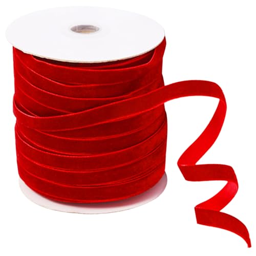 Ribbon für Geschenkverpackung Velvet Ribbon 1 Roll 50YD x 1 cm DIY Dekorative Feste Farbe Weihnachtsband Chinlon Ribbon für Geschenkpackung Bug machen Kranzstrauß von Weduspaty