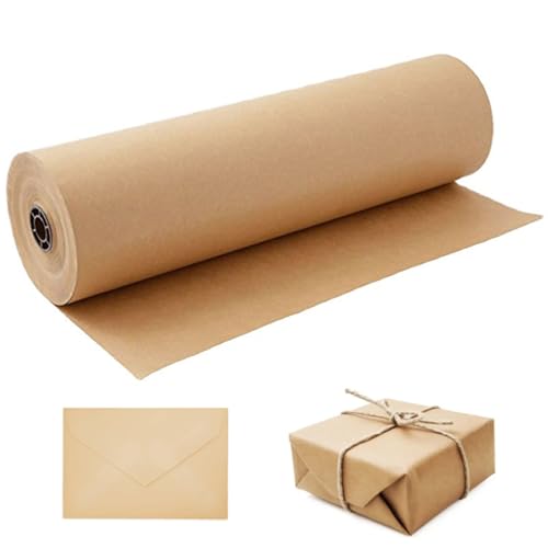 Weduspaty Braune Kraftpapierrolle 12in x 98 Fuß Braunes Papierrolle für Geschenkverpackung Packung recycelbar natürliche Kraftpapierrolle für Kunsthandwerk, Bulletin -Board -Poster, Kraftpapier Roll von Weduspaty