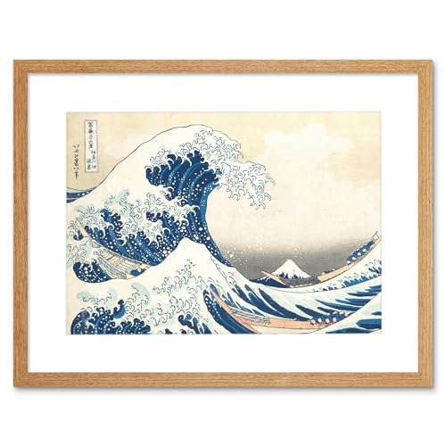 Hokusai Great Wave off Kanagawa Framed Wall Art Print Großartig Wand von Wee Blue Coo