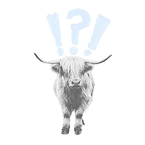 Wee Blue Coo Scottish Highland Hairy Coo Cow Surprised Expression Scotland Art Print von Wee Blue Coo