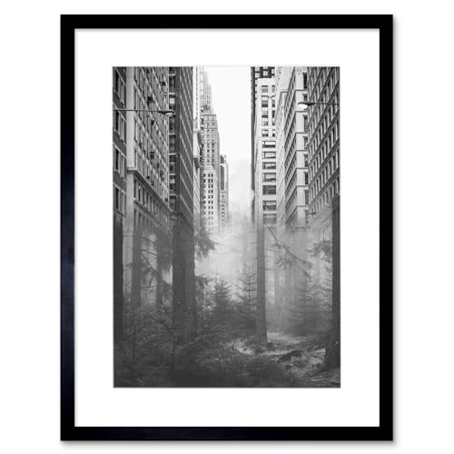 Wee Blue Coo Forest City Urban Skyscrapers Trees Combined Photograph Framed Art Print von Wee Blue Coo