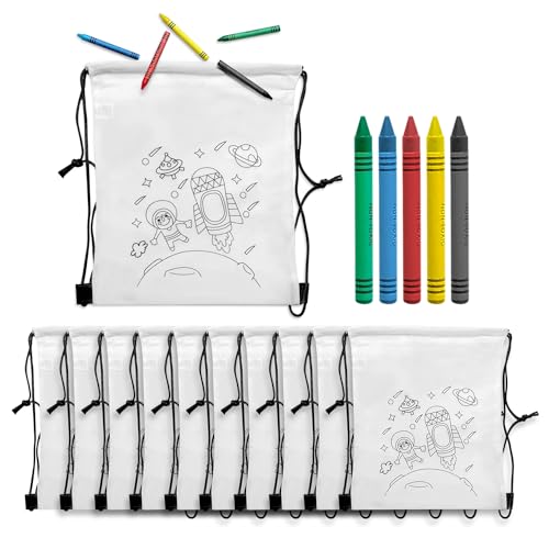 WeeKids Rucksäcke zum Ausmalen von Kindern | 15 Rucksäcke + 15 Sets mit 5 farbigen Wachsen in jedem Rucksack | Mitgebsel Kindergeburtstag Gastgeschenke und Kleine Geschenke für Kinder (15) von WeeKids