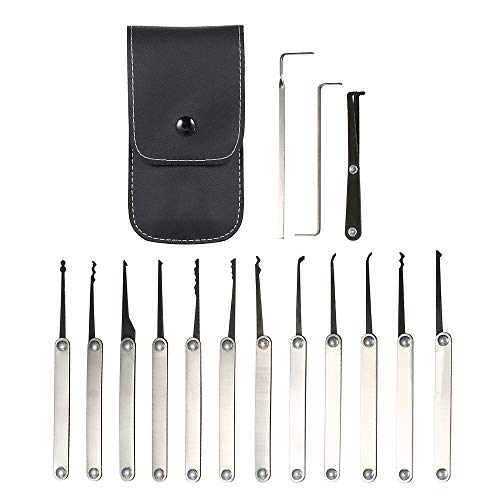 Weehey 15 STÜCKE Lock Picking Set Edelstahl Lock Kit Praxis Training Lock Tool für Schlosser Anfänger und Profis von Weehey