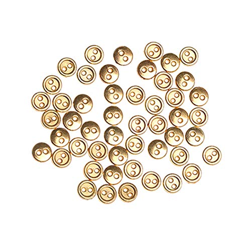 50Pcs 3mm 4mm Knopf DIY handgemachte Nähen Knopf 2-Holes Flatback Knopf Nähzubehör, Gold, 3mm von Weeksu