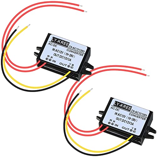 AC-DC Gleichrichter AC 12V (10-28V) auf DC 12V Reduziert Wandler IP68 Wasserdicht Abwärtswandler Modul Spannungswandler für Auto Überwachungskamera Wasserpumpe Motor, 3A (2 Stück) von Weewooday