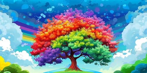 Diamond Painting Baum Diamond Painting Erwachsene groß 60x120cm, Regenbogen Diamond Painting kinder, 5D Diamant Painting Bilder, DIY Crystal Art Embroidery Painting Kit, Home Office Wall Decor W-662 von Wehsaeho