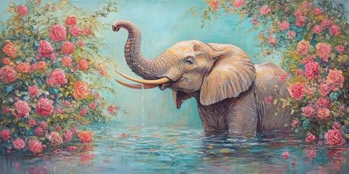 Diamond Painting Elefant Diamond Painting Erwachsene Groß 20x40cm, See Diamond Painting kinder, 5D Diamant Painting Bilder, DIY Crystal Art Embroidery Painting Kit, Home Office Wall Decoration W-1035 von Wehsaeho