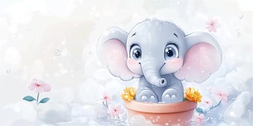 Diamond Painting Elefant Diamond Painting Erwachsene Groß 50x100cm, Karikatur Diamond Painting kinder, 5D Diamant Painting Bilder, DIY Crystal Art Embroidery Painting Kit, Home Wall Decor W-1038 von Wehsaeho