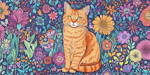 Diamond Painting Katze Diamond Painting Erwachsene groß 100x200cm, Blume Diamond Painting kinder, 5D Diamant Painting Bilder, DIY Crystal Art Embroidery Painting Kit, Home Office Wall Decoration W-189 von Wehsaeho