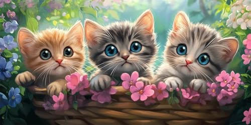 Diamond Painting Katze Diamond Painting Erwachsene groß 100x200cm, Karikatur Diamond Painting kinder, 5D Diamant Painting Bilder, DIY Crystal Art Embroidery Painting Kit, Home Office Wall Decor W-196 von Wehsaeho