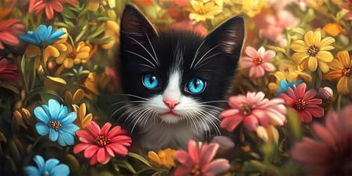 Diamond Painting Katze Diamond Painting Erwachsene groß 100x200cm, Karikatur Diamond Painting kinder, 5D Diamant Painting Bilder, DIY Crystal Art Embroidery Painting Kit, Home Office Wall Decor W-193 von Wehsaeho