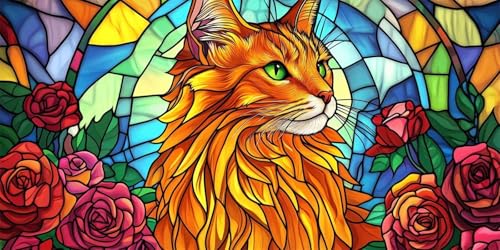 Diamond Painting Katze Diamond Painting Erwachsene groß 100x200cm, Rose Diamond Painting kinder, 5D Diamant Painting Bilder, DIY Crystal Art Embroidery Painting Kit, Home Office Wall Decoration W-200 von Wehsaeho