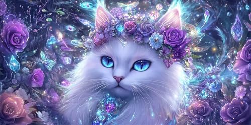 Diamond Painting Katze Diamond Painting Erwachsene groß 100x200cm, Traum Diamond Painting kinder, 5D Diamant Painting Bilder, DIY Crystal Art Embroidery Painting Kit, Home Office Wall Decoration W-205 von Wehsaeho