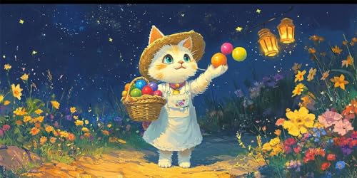 Diamond Painting Katze Diamond Painting Erwachsene groß 20x40cm, Karikatur Diamond Painting kinder, 5D Diamant Painting Bilder, DIY Crystal Art Embroidery Painting Kit, Home Office Wall Decor W-197 von Wehsaeho