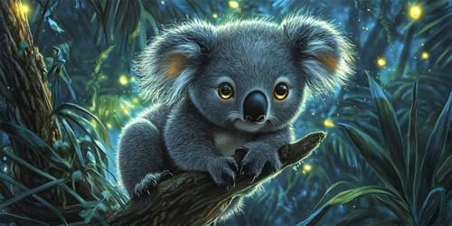 Diamond Painting Tier Diamond Painting Erwachsene Groß 20x40cm, Koala Diamond Painting kinder, 5D Diamant Painting Bilder, DIY Crystal Art Embroidery Painting Kit, Home Office Wall Decoration W-1072 von Wehsaeho