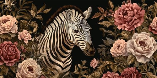 Diamond Painting Tier Diamond Painting Erwachsene Groß 20x40cm, Zebra Diamond Painting kinder, 5D Diamant Painting Bilder, DIY Crystal Art Embroidery Painting Kit, Home Office Wall Decoration W-1048 von Wehsaeho