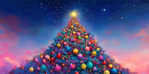 Diamond Painting Weihnachtsbaum Diamond Painting Erwachsene groß 80x160cm, Nachtansicht Diamond Painting kinder, 5D Diamant Painting Bilder, DIY Crystal Art Painting Kit, Home Wall Decor W-647 von Wehsaeho